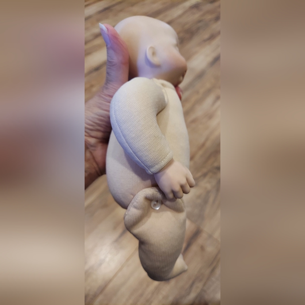 Dianna Effner Serenity Porcelain Baby Doll, Soft Body, Bald & Sleeping 1988